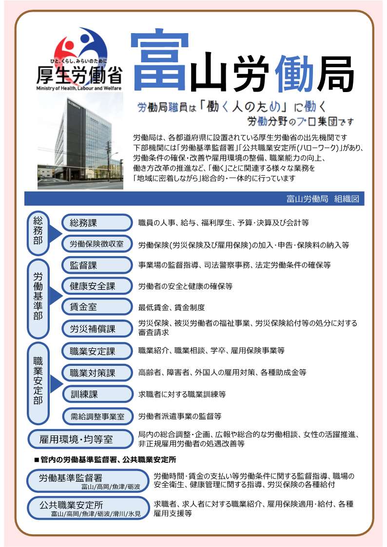 官庁ガイド：富山労働局